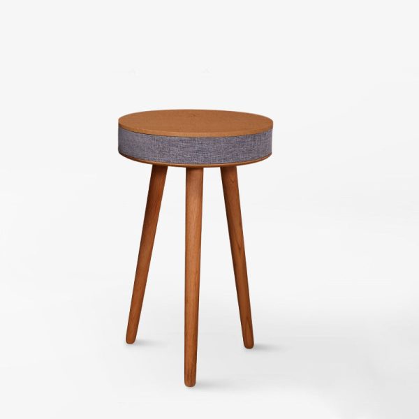 Modern Minimalist Round Bluetooth Audio Wood End Table For Living Room - Image 9