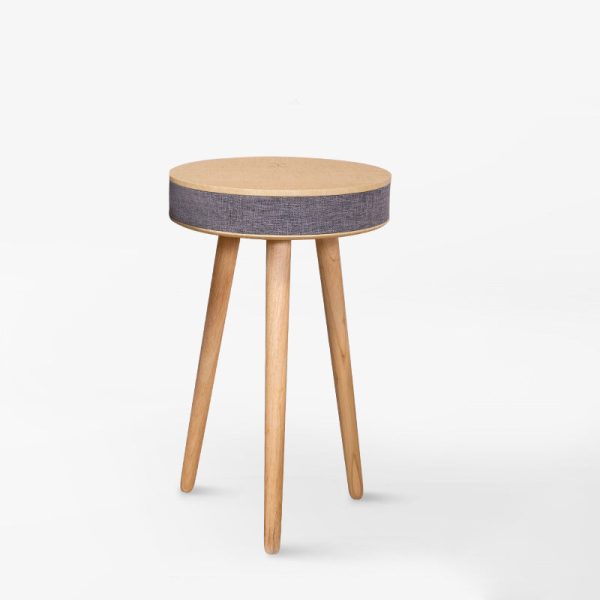 Modern Minimalist Round Bluetooth Audio Wood End Table For Living Room - Image 10