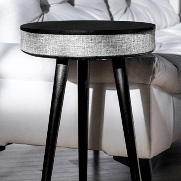 Modern Minimalist Round Bluetooth Audio Wood End Table For Living Room - Image 7