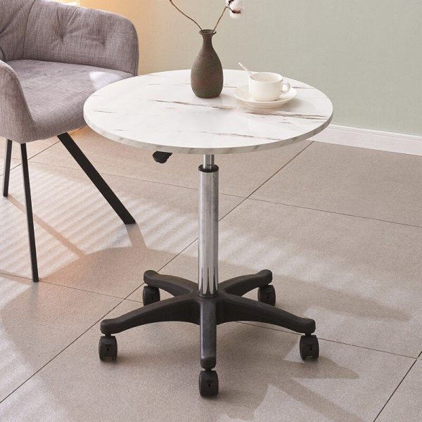 Modern Minimalist Movable Liftable Round Metal Base Marble Density Plate Coffee Table For Living Room - Image 2