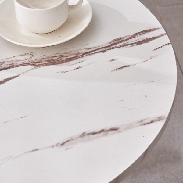 Modern Minimalist Movable Liftable Round Metal Base Marble Density Plate Coffee Table For Living Room - Image 6
