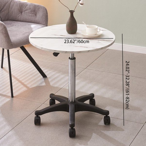 Modern Minimalist Movable Liftable Round Metal Base Marble Density Plate Coffee Table For Living Room - Image 3