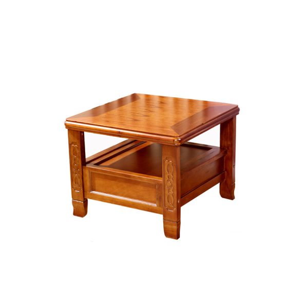 Traditional Chinese Antique Square Rubber Wood Solid Wood Side Table 2-Tier For Living Room - Image 6