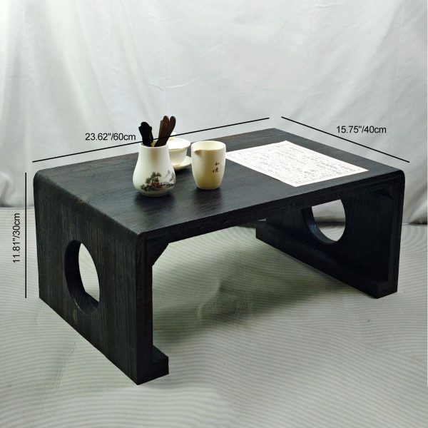 Traditional Chinese Zen Rectangular Solid Wood Coffee Table For Living Room - Image 4