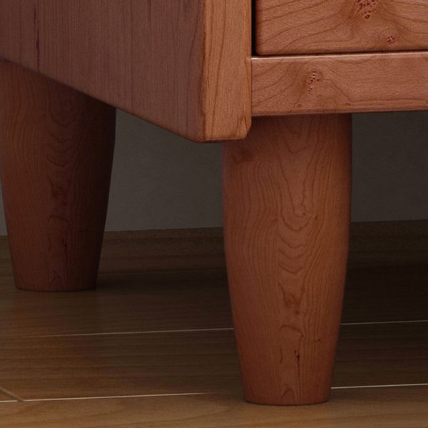Traditional Vintage Trapezoidal Solid Wood Rattan Nightstand 1-Storage 1-Drawer For Bedroom - Image 6
