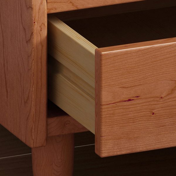 Traditional Vintage Trapezoidal Solid Wood Rattan Nightstand 1-Storage 1-Drawer For Bedroom - Image 5