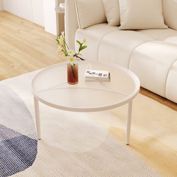 Modern Minimalist Round Triangle Base Glass Metal Coffee Table For Living Room - Image 9