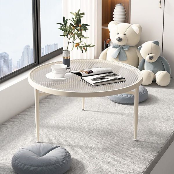 Modern Minimalist Round Triangle Base Glass Metal Coffee Table For Living Room - Image 7