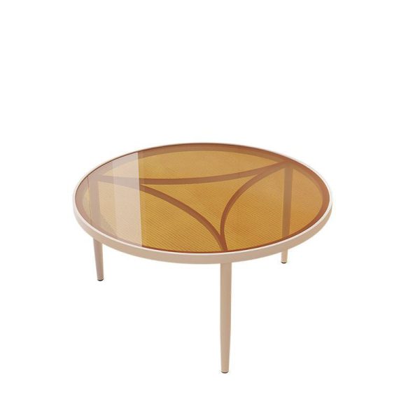 Modern Minimalist Round Triangle Base Glass Metal Coffee Table For Living Room - Image 10