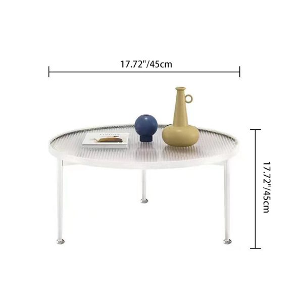 Modern Minimalist Round Triangle Base Glass Metal Coffee Table For Living Room - Image 4