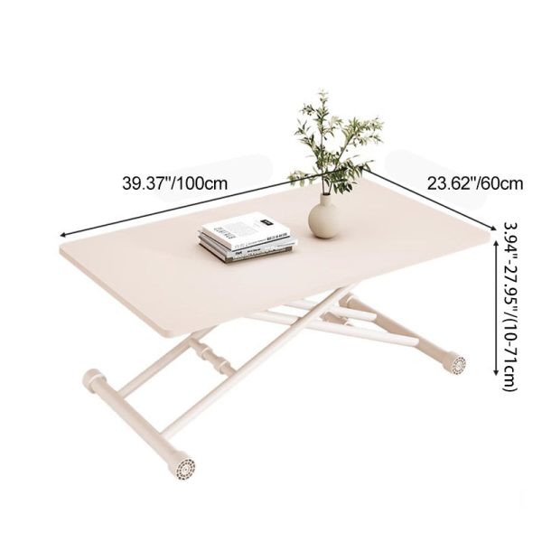 Modern Minimalist Foldable Rectangular Faux Panel Metal Coffee Table For Living Room - Image 5