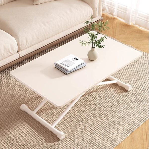 Modern Minimalist Foldable Rectangular Faux Panel Metal Coffee Table For Living Room - Image 21