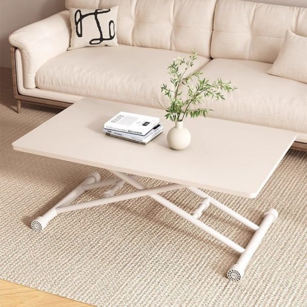 Modern Minimalist Foldable Rectangular Faux Panel Metal Coffee Table For Living Room