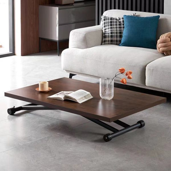 Modern Minimalist Foldable Rectangular Faux Panel Metal Coffee Table For Living Room - Image 13