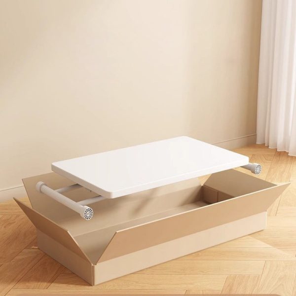 Modern Minimalist Foldable Rectangular Faux Panel Metal Coffee Table For Living Room - Image 11
