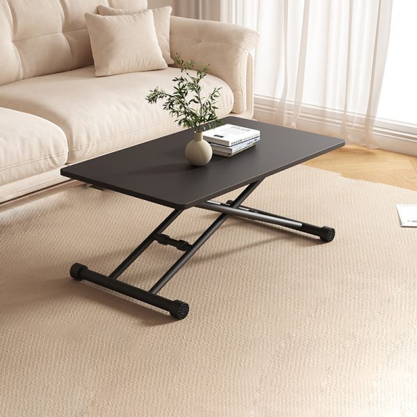 Modern Minimalist Foldable Rectangular Faux Panel Metal Coffee Table For Living Room - Image 14