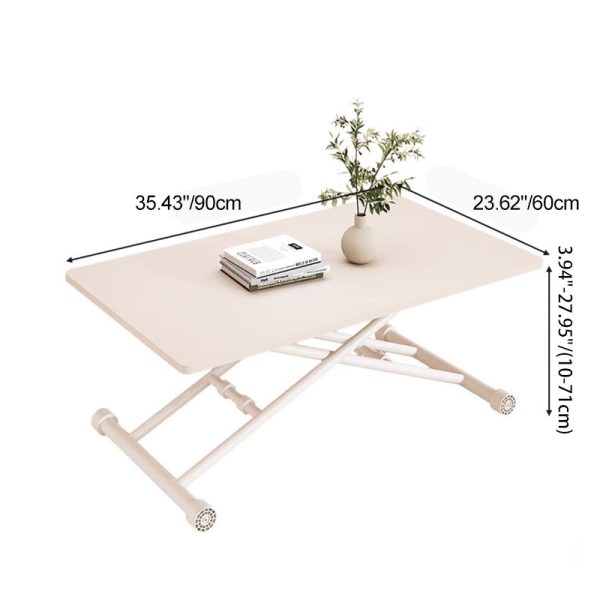 Modern Minimalist Foldable Rectangular Faux Panel Metal Coffee Table For Living Room - Image 4