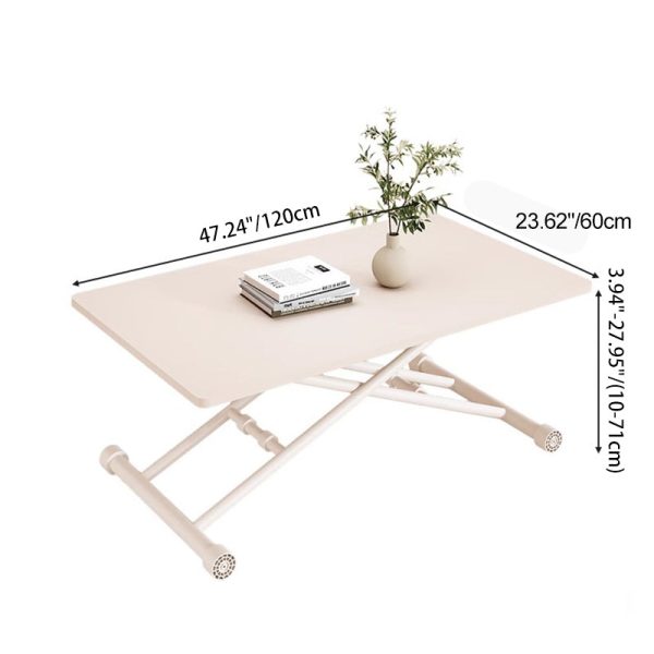 Modern Minimalist Foldable Rectangular Faux Panel Metal Coffee Table For Living Room - Image 6