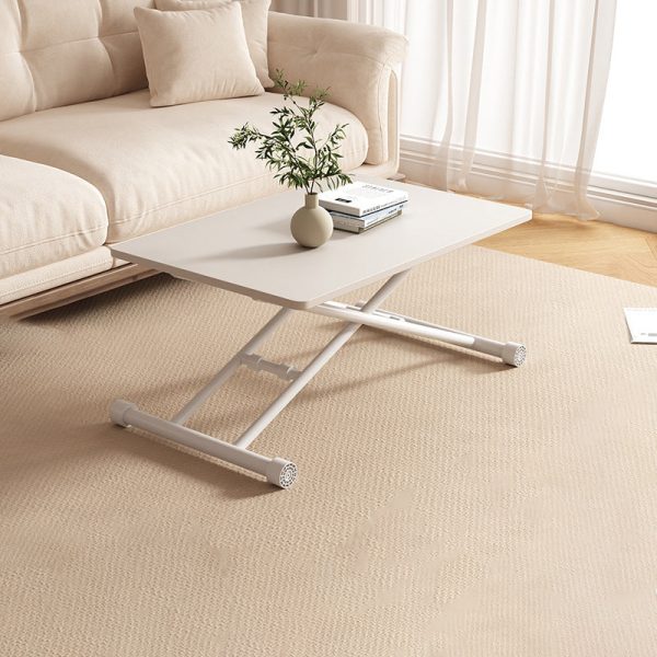 Modern Minimalist Foldable Rectangular Faux Panel Metal Coffee Table For Living Room - Image 15