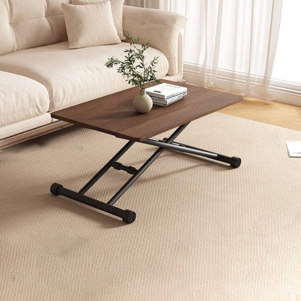 Modern Minimalist Foldable Rectangular Faux Panel Metal Coffee Table For Living Room - Image 16