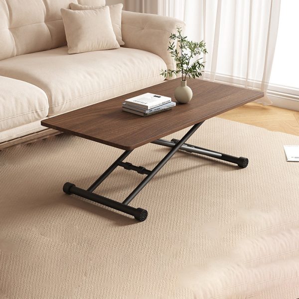 Modern Minimalist Foldable Rectangular Faux Panel Metal Coffee Table For Living Room - Image 2