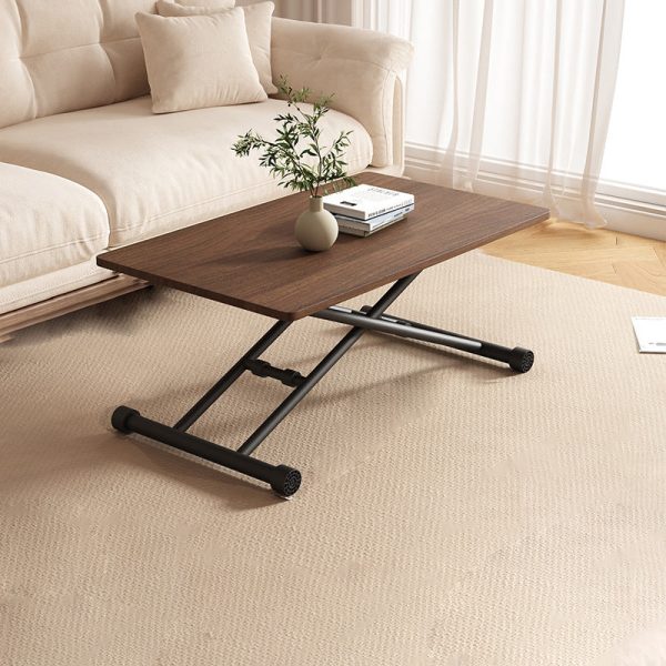 Modern Minimalist Foldable Rectangular Faux Panel Metal Coffee Table For Living Room - Image 17