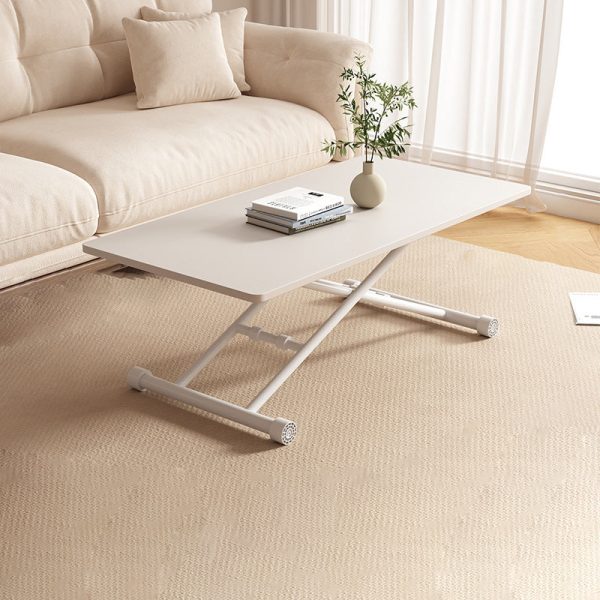 Modern Minimalist Foldable Rectangular Faux Panel Metal Coffee Table For Living Room - Image 18