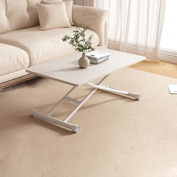 Modern Minimalist Foldable Rectangular Faux Panel Metal Coffee Table For Living Room - Image 19