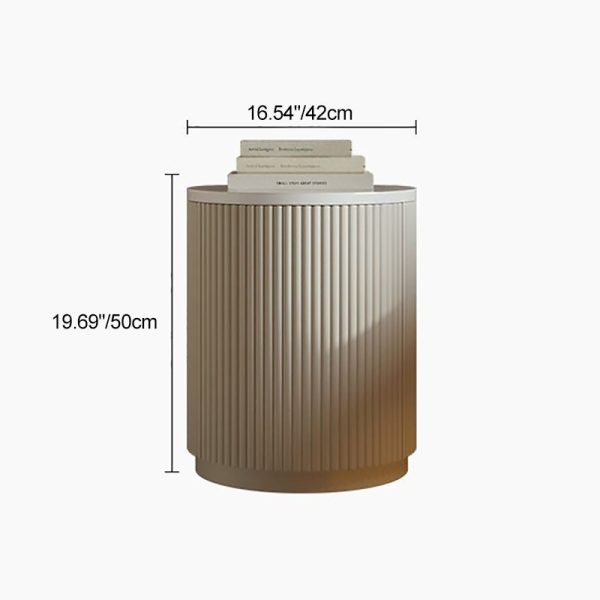 Modern Minimalist Cylinder Stripe Solid Wood Panel Medium Fiberboard Nightstand 1-Cabinet For Bedroom - Image 4