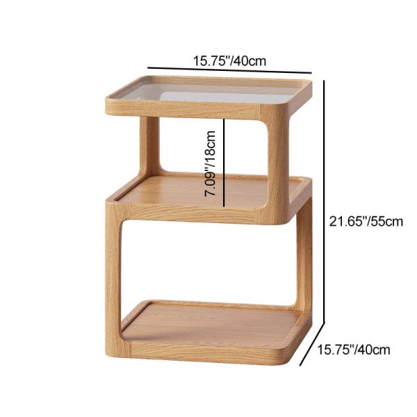 Contemporary Nordic Square Solid Wood Glass Coffee Table 3-Tier For Living Room - Image 4