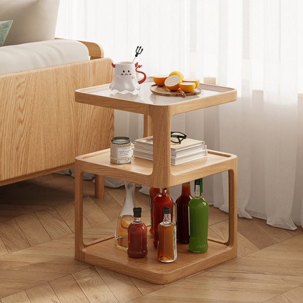 Contemporary Nordic Square Solid Wood Glass Coffee Table 3-Tier For Living Room - Image 8