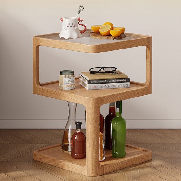 Contemporary Nordic Square Solid Wood Glass Coffee Table 3-Tier For Living Room