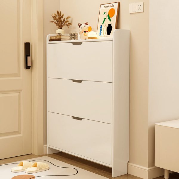 Modern Minimalist Rectangular MDF Metal Shoe Storage 2/3 Drawer Tipping Bucket For Entryways - Image 19
