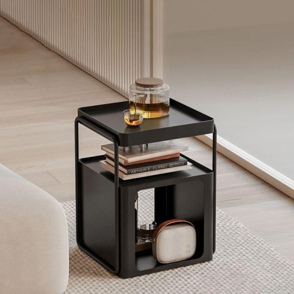 Contemporary Nordic Square Iron End Table Movable 3-Tier For Living Room - Image 13