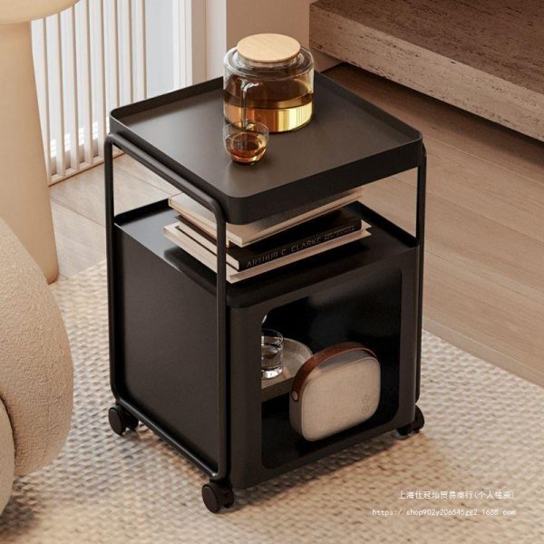 Contemporary Nordic Square Iron End Table Movable 3-Tier For Living Room - Image 2