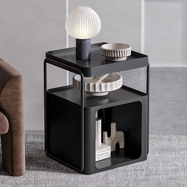 Contemporary Nordic Square Iron End Table Movable 3-Tier For Living Room - Image 12