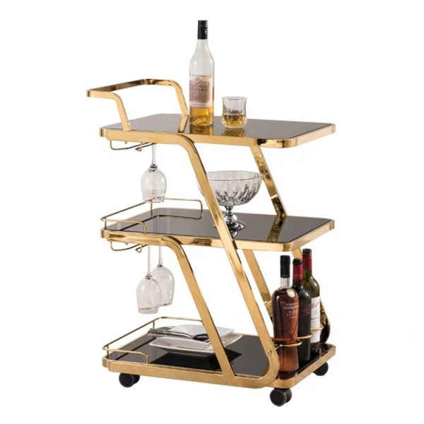 Modern Luxury Reinforced Glass Stainless Steel Rectangular Circle End Table 3-Tier Movable For Dining Room - Image 11