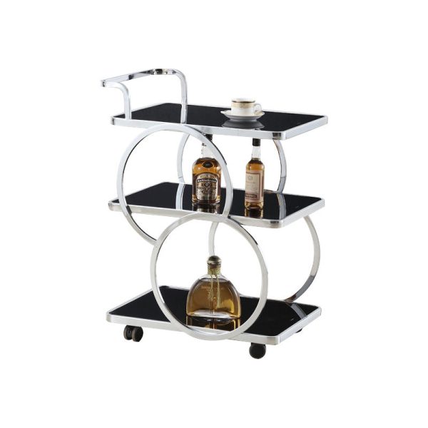 Modern Luxury Reinforced Glass Stainless Steel Rectangular Circle End Table 3-Tier Movable For Dining Room - Image 13