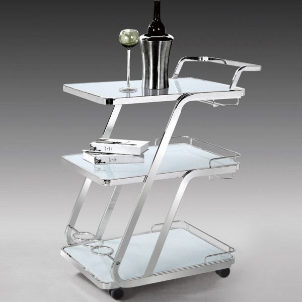 Modern Luxury Reinforced Glass Stainless Steel Rectangular Circle End Table 3-Tier Movable For Dining Room - Image 5