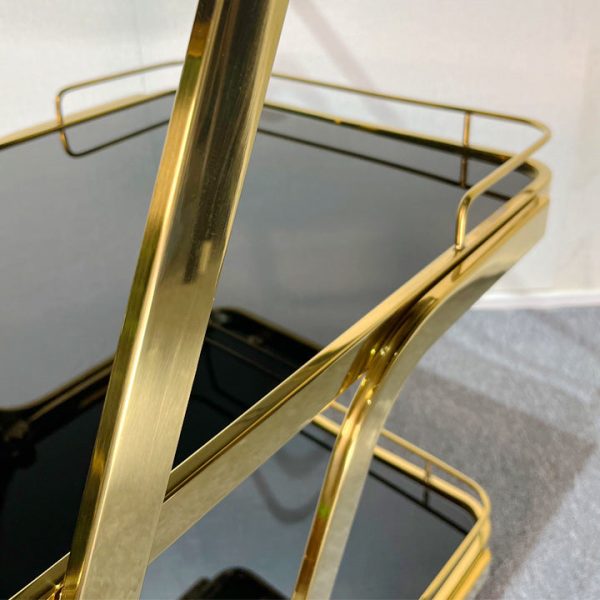 Modern Luxury Reinforced Glass Stainless Steel Rectangular Circle End Table 3-Tier Movable For Dining Room - Image 9
