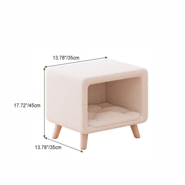 Traditional French Square Wool Solid Wood Frame Nightstand 1-Cabinet For Bedroom - Image 4