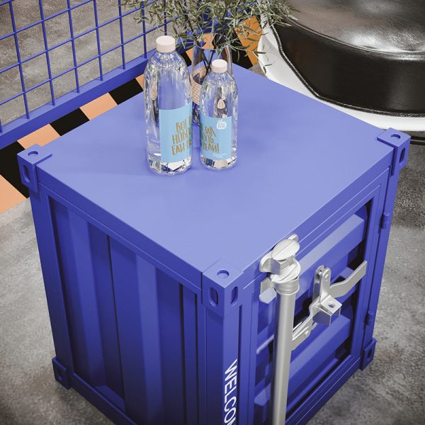 Contemporary Industrial Iron Cuboid Container End Table 2-Tier Storage For Bedroom - Image 10