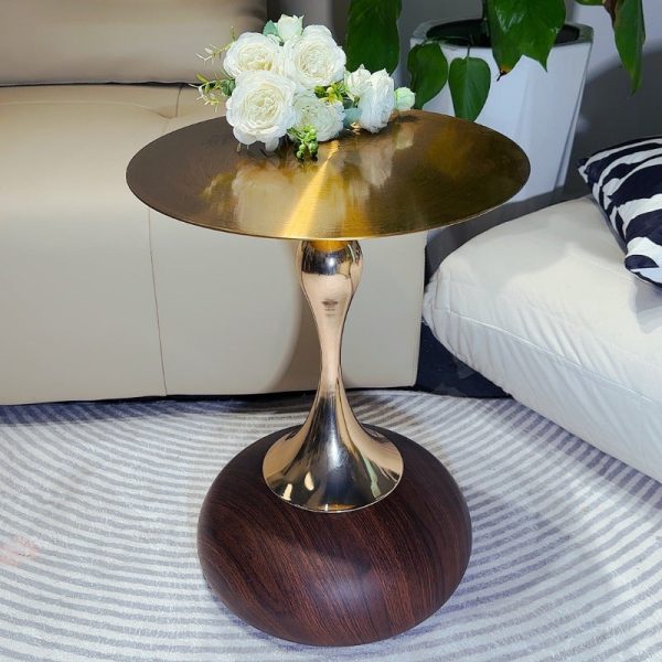 Contemporary Creative Carbon Steel Flat Round End Table With 1-Tier For Living Room - Image 2