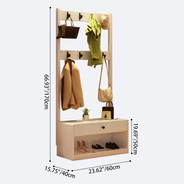 Modern Minimalist Solid Wood Carbon Steel Square Nightstand 1-Drawer Clothes Rack For Bedside - Image 7