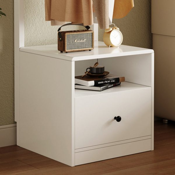 Modern Minimalist Solid Wood Carbon Steel Square Nightstand 1-Drawer Clothes Rack For Bedside - Image 10