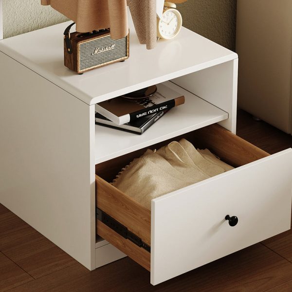 Modern Minimalist Solid Wood Carbon Steel Square Nightstand 1-Drawer Clothes Rack For Bedside - Image 9