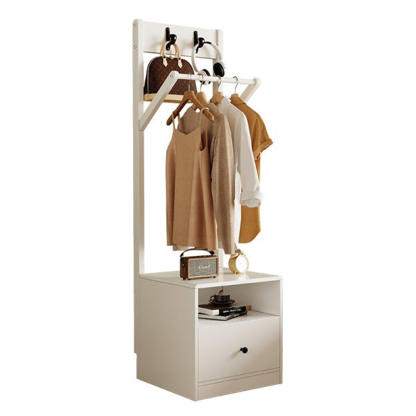 Modern Minimalist Solid Wood Carbon Steel Square Nightstand 1-Drawer Clothes Rack For Bedside - Image 20