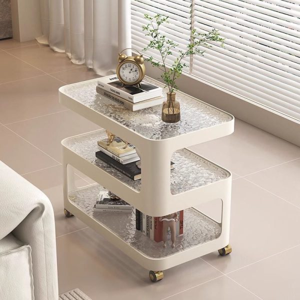 Contemporary Nordic Reinforced Glass Iron Rectangular End Table 3-Tier Movable For Living Room - Image 4
