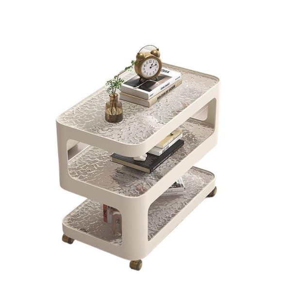 Contemporary Nordic Reinforced Glass Iron Rectangular End Table 3-Tier Movable For Living Room - Image 16