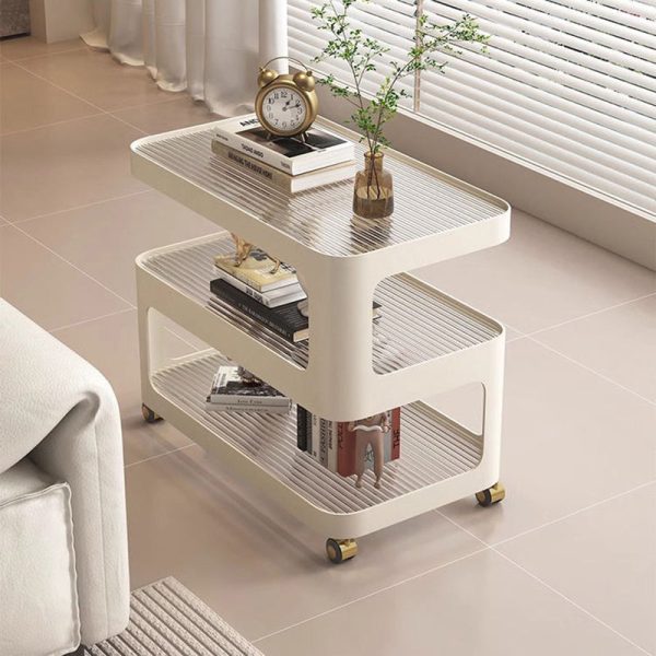 Contemporary Nordic Reinforced Glass Iron Rectangular End Table 3-Tier Movable For Living Room - Image 11